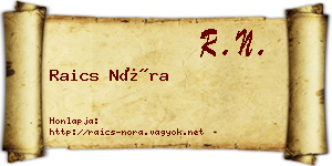 Raics Nóra névjegykártya